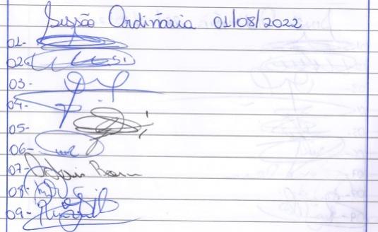 Lista de Presença dos vereadores 01 de agosto 